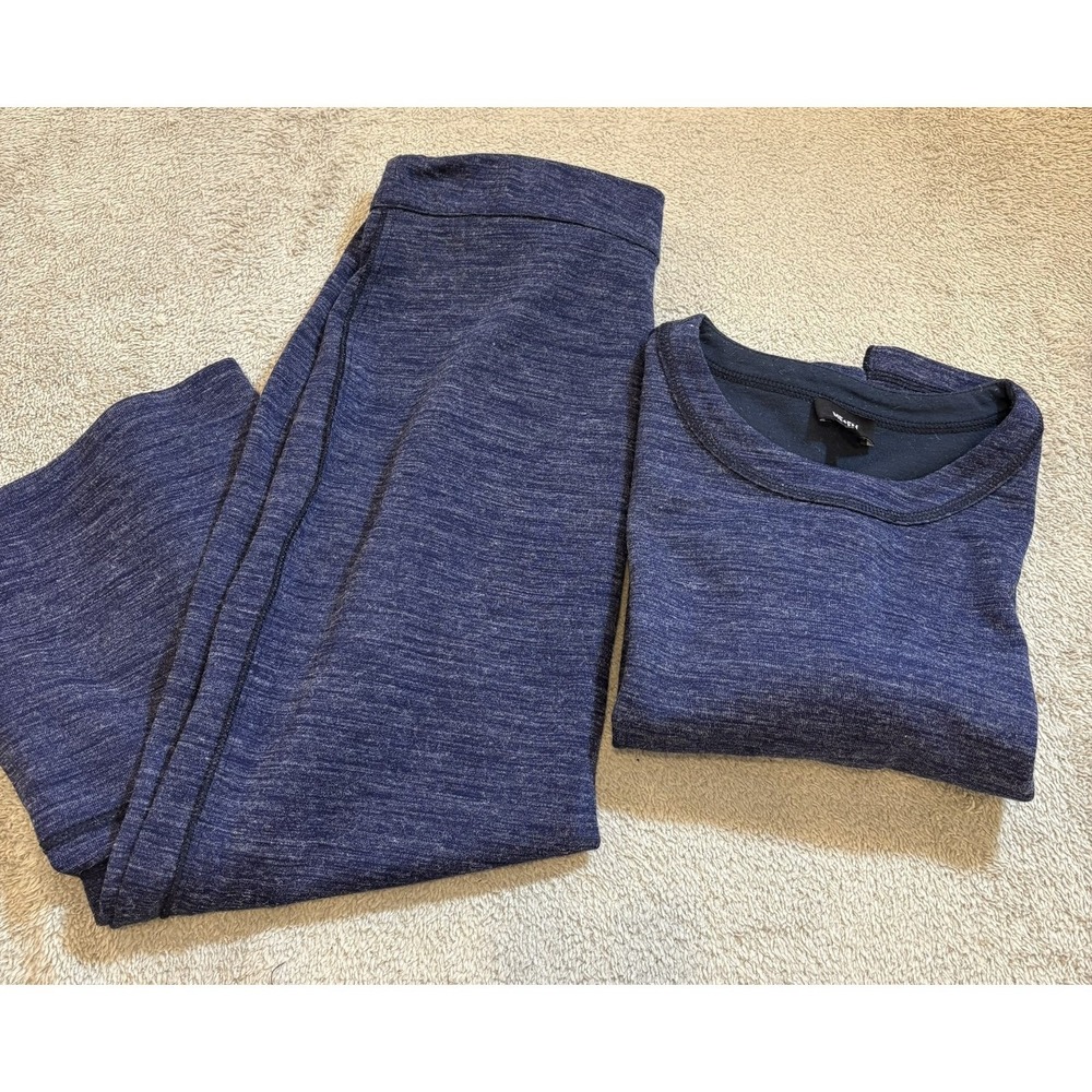 ME+EM Navy Blue Marl Jersey Short Sleeve Top Midi Skirt Travel Set UK 8 US 4